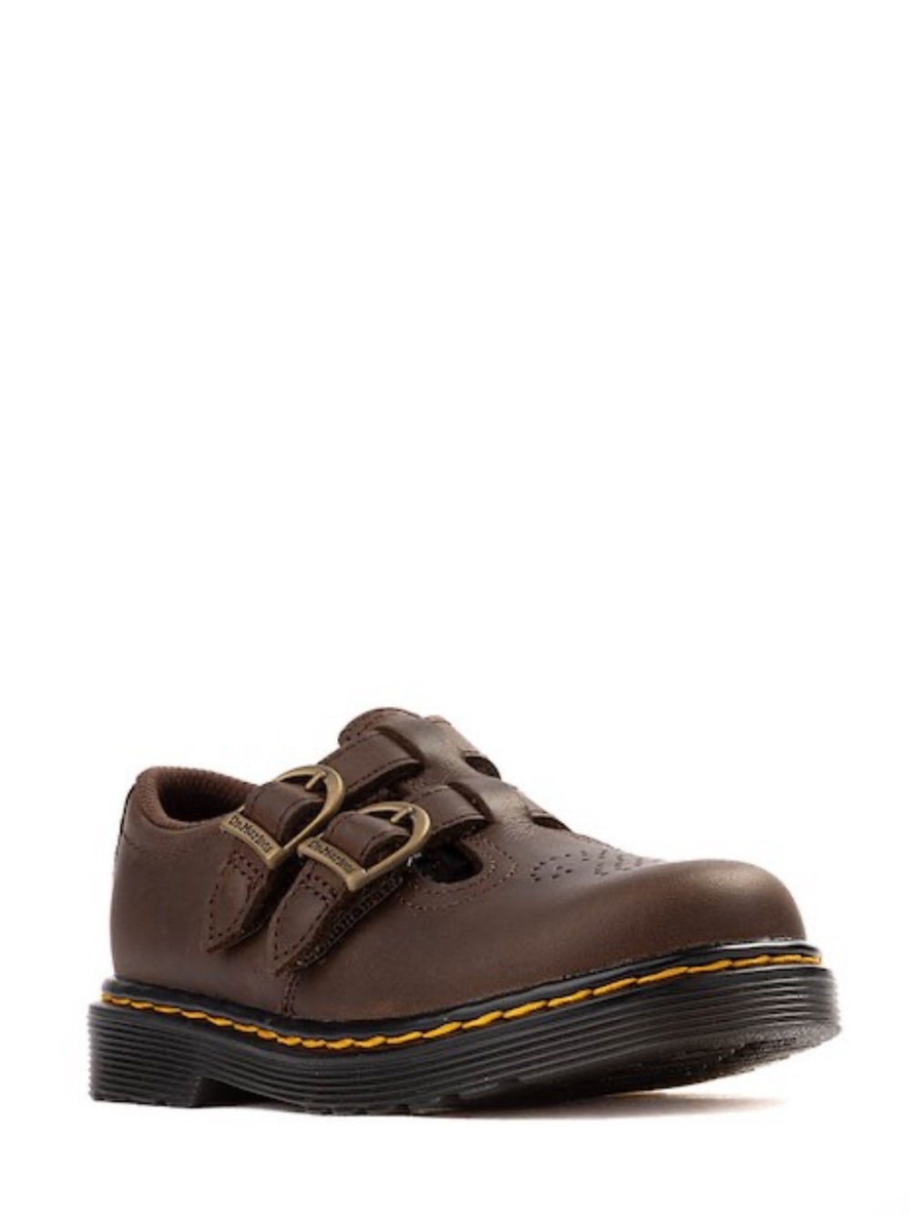 Dr. Martens Kids Brown Leather Triple-Strap School Shoe